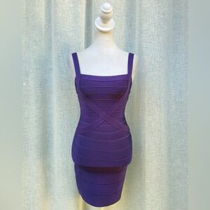 Herve Leger purple bandage mini dress
